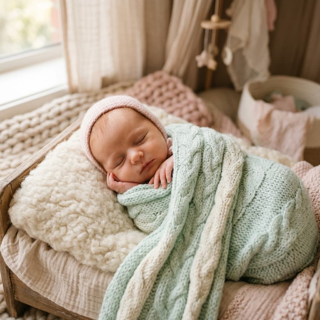 Newborn wrapped in pure comfort